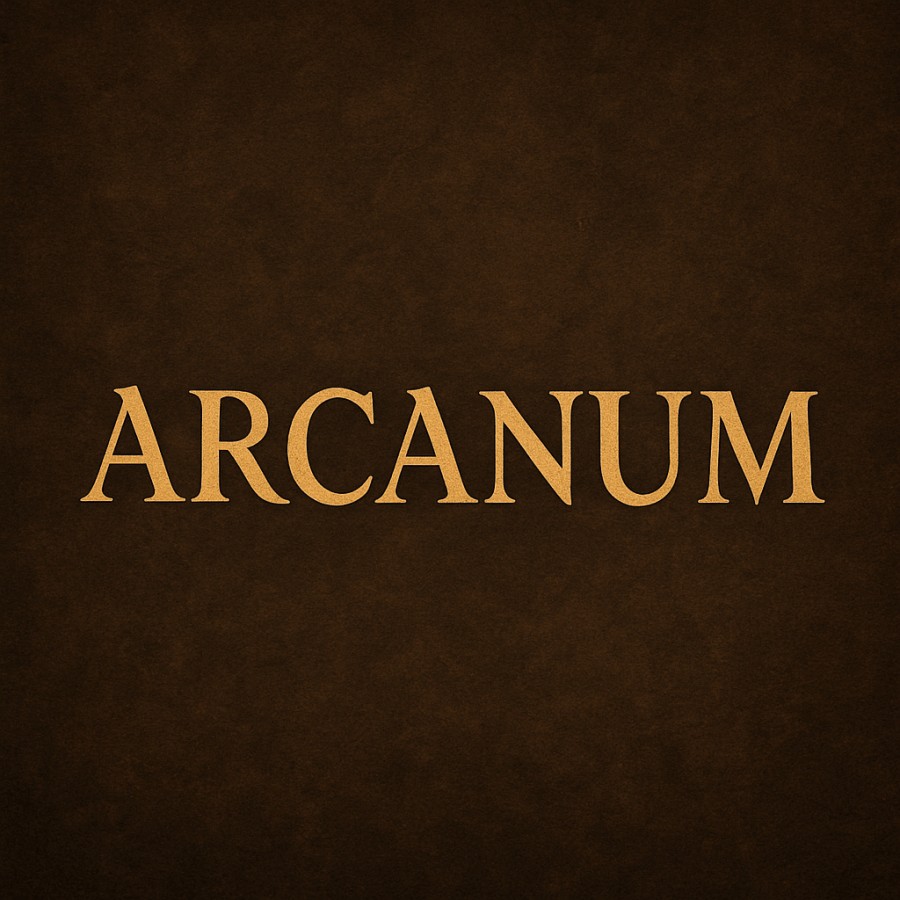 Arcanum title graphic on a dark textured background representing a private spiritual and self-healing section.